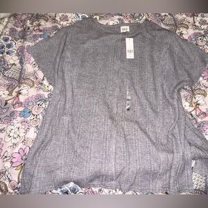 Buckle Gray Ribbed Blouse